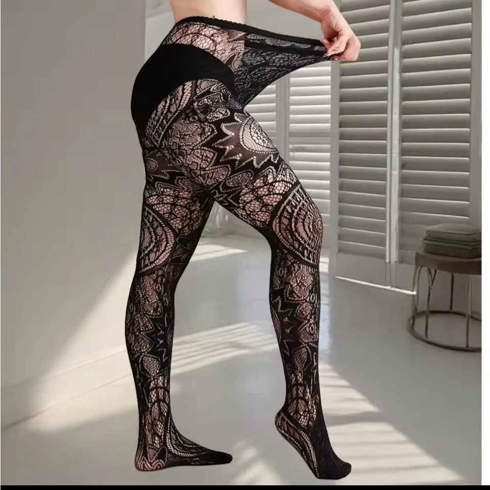 Clearance! SEXY BLACK LACE NYLONS MANDALA BOHO GOTH PATTERNED STOCKINGS TIGHTS